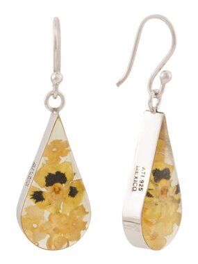 SEED & SAGE Made In Mexico Sterling Silver Dry Flower Teardrop Earrings